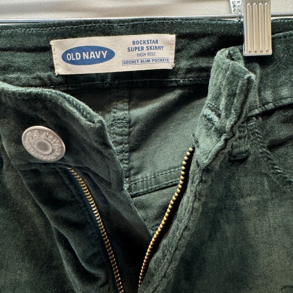 Old Navy Rockstar Super Skinny High Rise Green Velvet Pants Grunge Indie Size 2 - Picture 6 of 9